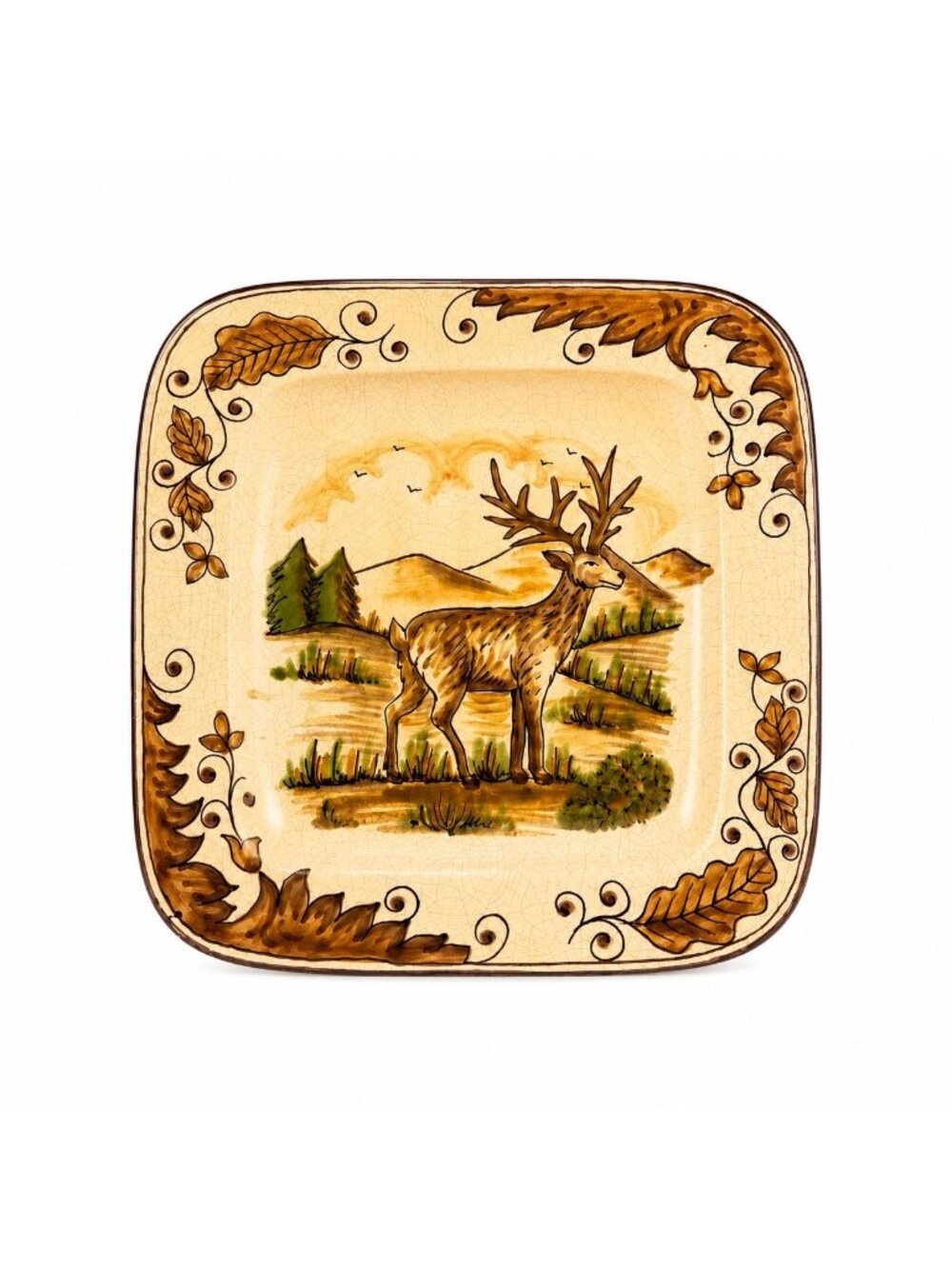 Hanging Plate Vietri Italy Field and Stream Deer Earthtones Stag Gallery Wall La